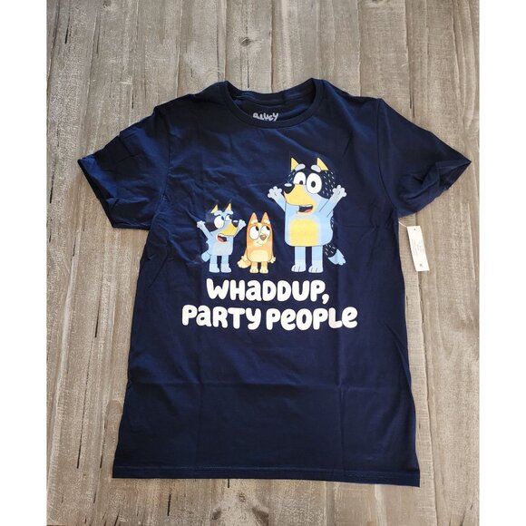 Disney Bluey "Whaddup Party People" Navy Mens T-Shirt Size Large Cotton NWT - Picture 2 of 7